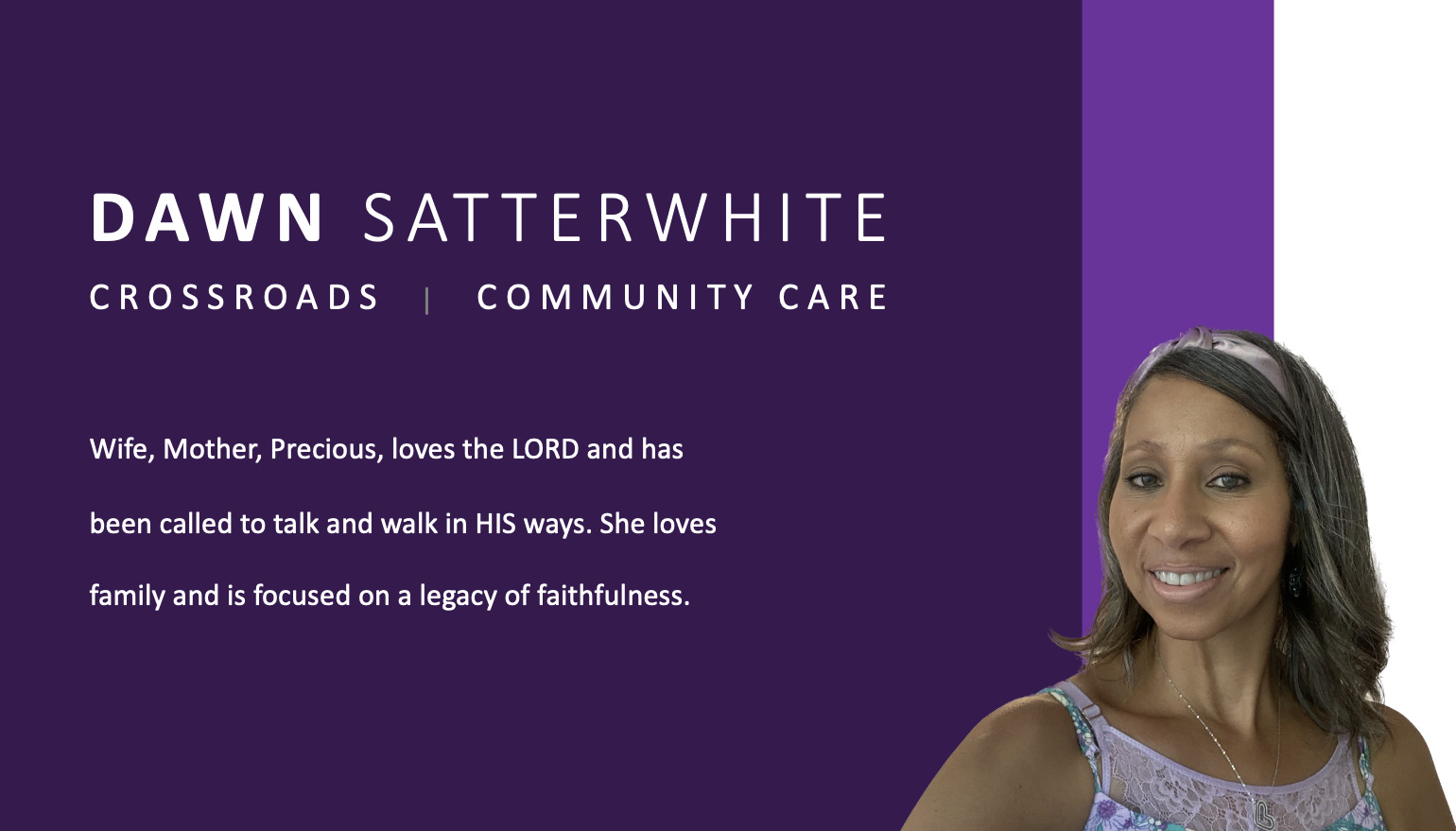 Dawn Satterwhite presenter slide from Faith, Family and Finance 2023