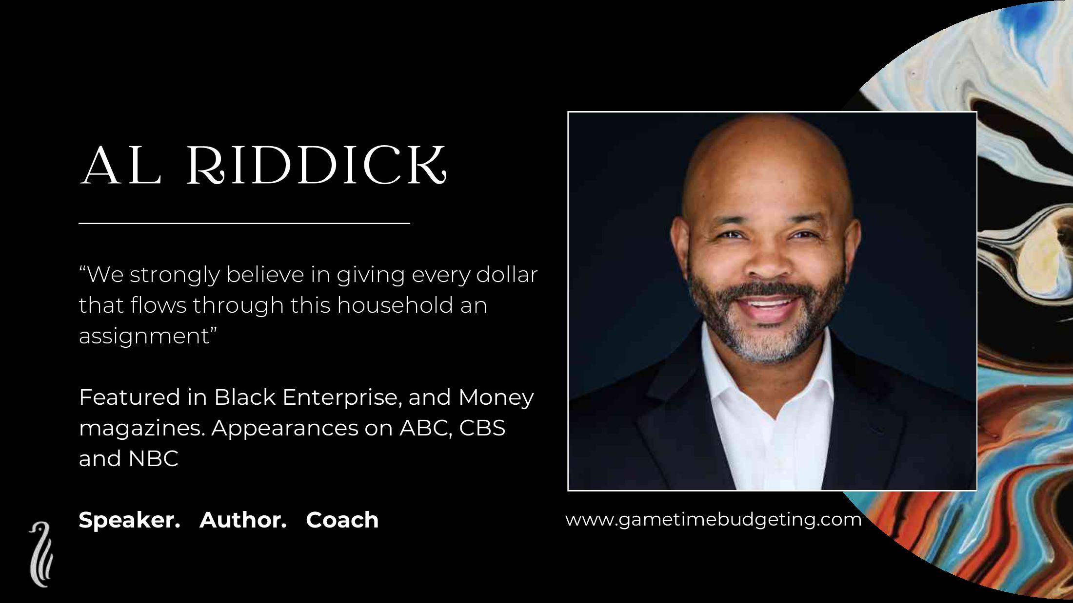 Al Riddick presenter slide from Faith, Family and Finance 2025