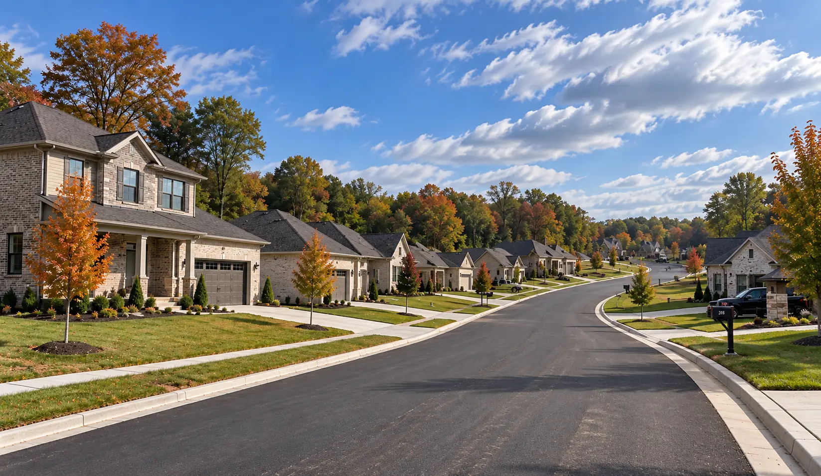 Completed homes and streets at John Charles Estates